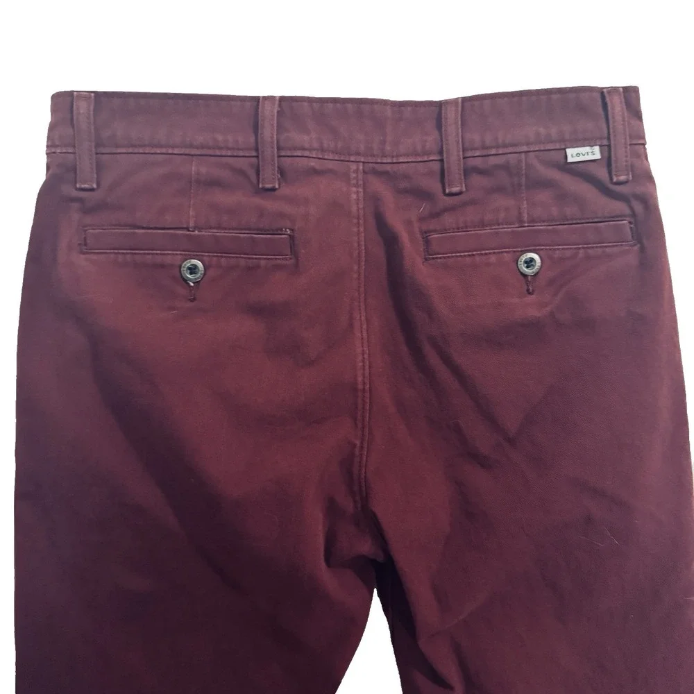 Levi Straus Chino Pants Men's 32x29 Straight Leg Cotton Stretch Wine Red